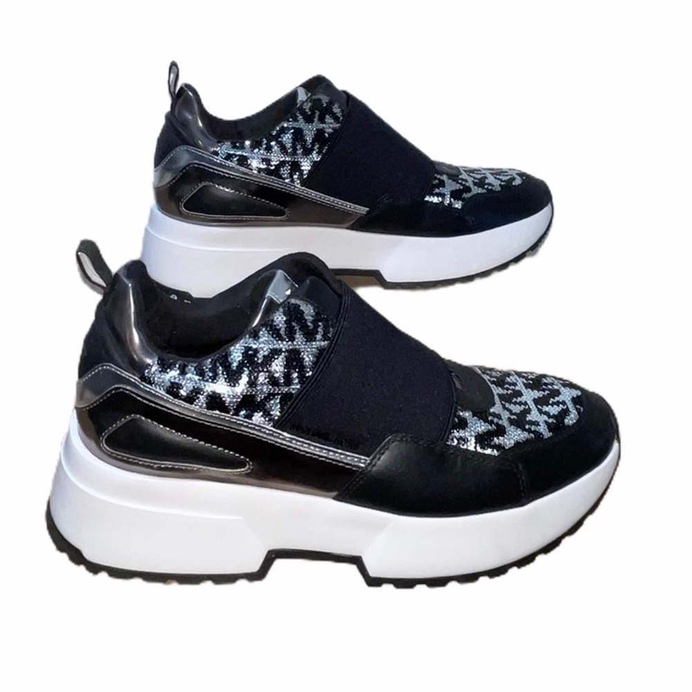 Michael Kors Cosmo Logo Sequined Slip on Sneakers. Size 8.5 EUC - Picture 13 of 14
